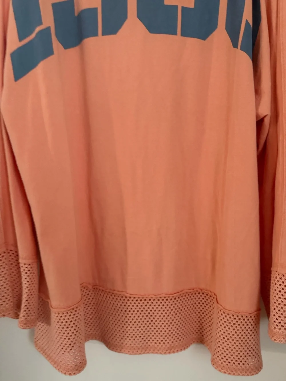 We The Free FP Courside Tee Tunic 1985 Peach Salmon Women Medium Long Sleeve